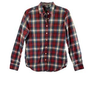 American Eagle Womens Shirt Size Small Classic Prep Fit Red‎ Blue Plaid Preppy